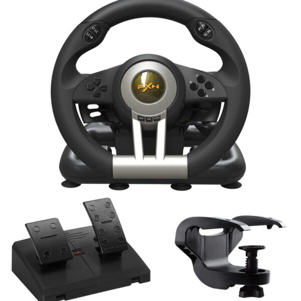 Controller PXN V3 PRO Gaming Steering Wheel and Pedals, 180° Racing Wheel with Vibration Feedback,Xbox Steering Wheel, Gaming Wheel for PC, PS3, PS4, Xbox One, Xbox Series X/S, Switch -Black