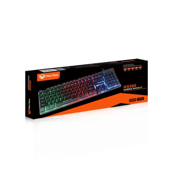 Meetion K9300 - Colorful Rainbow Backlit Gaming Keyboard - Black
