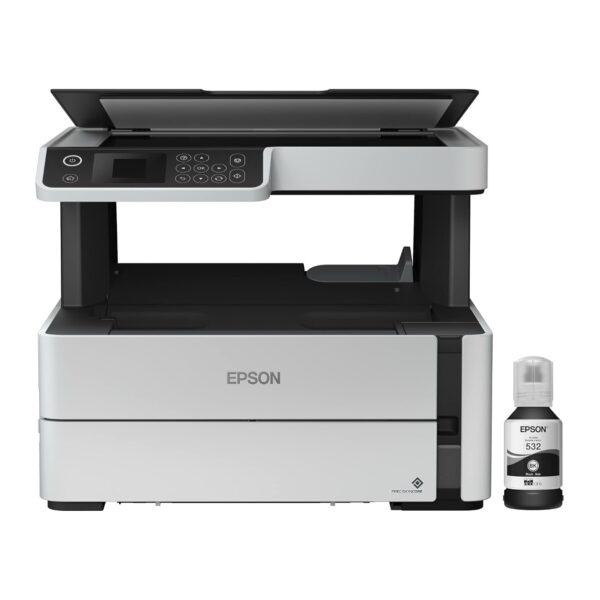 Epson EcoTank ET-M2170 Wireless Monochrome All-in-One Supertank Printer with Ethernet PLUS 2 Years of Unlimited Ink*,White